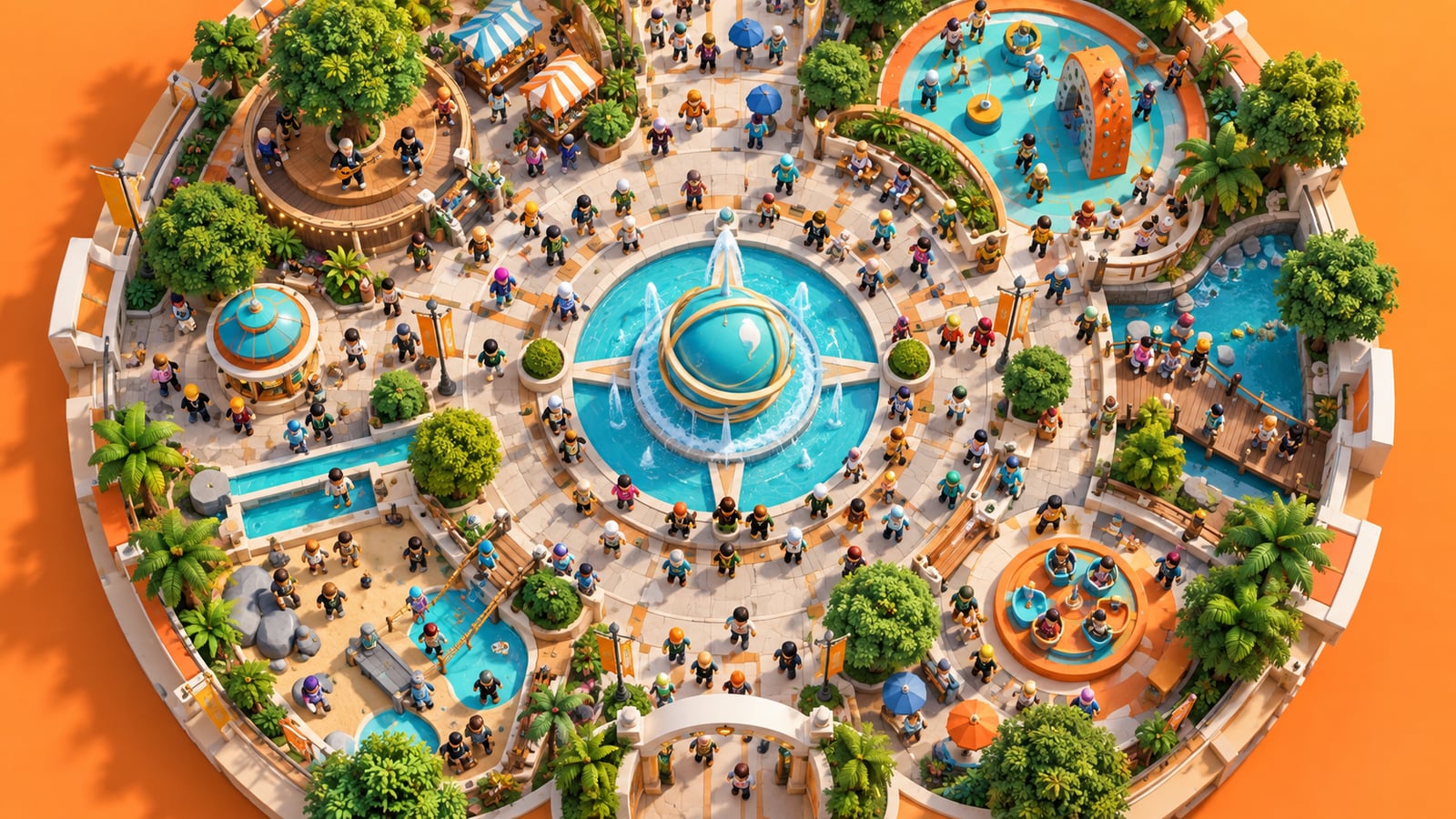 Players gathered in one plaza illustrating concurrent users, or CCU