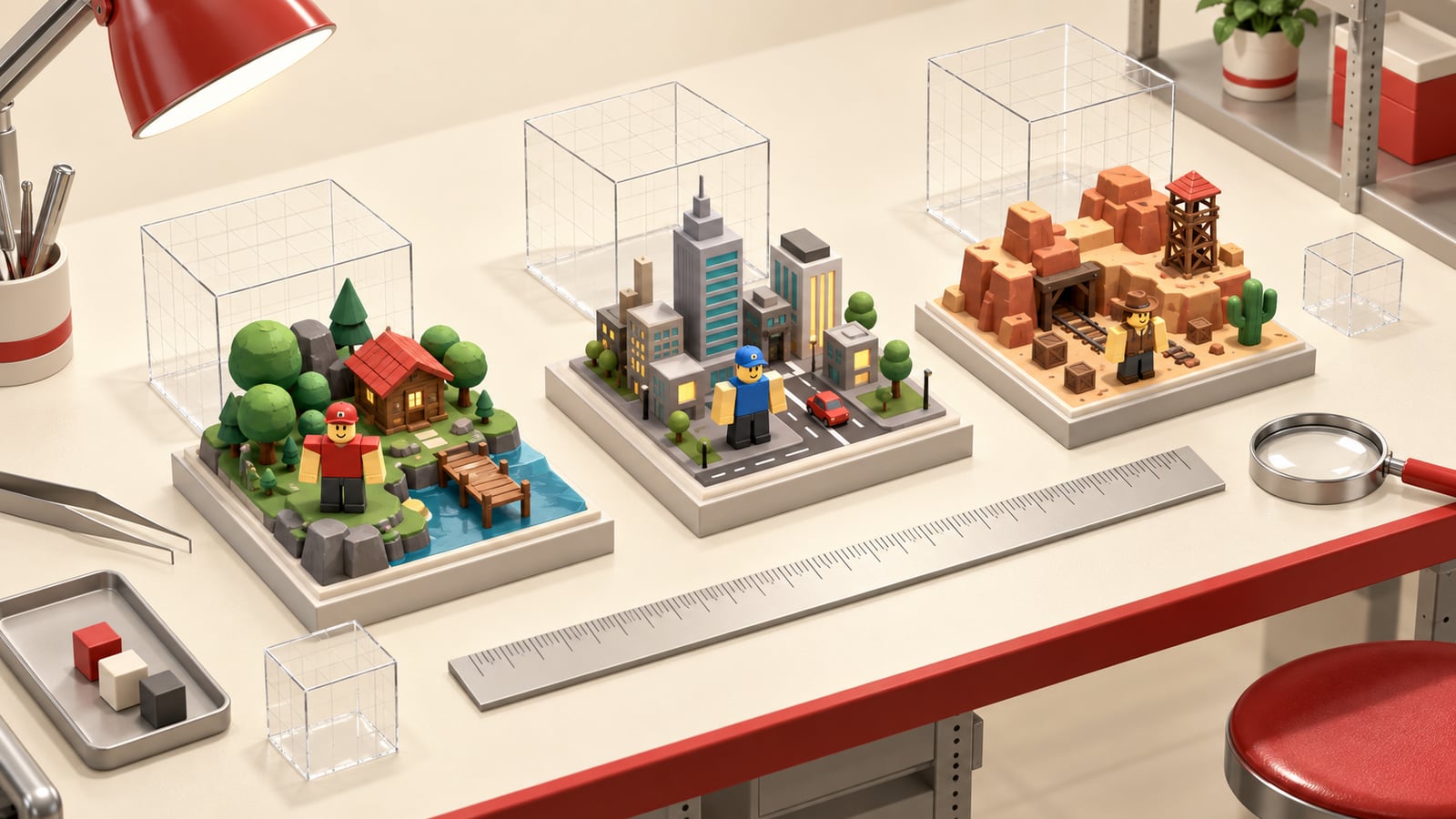 Measuring tools and miniature game models illustrating data analysis methodology
