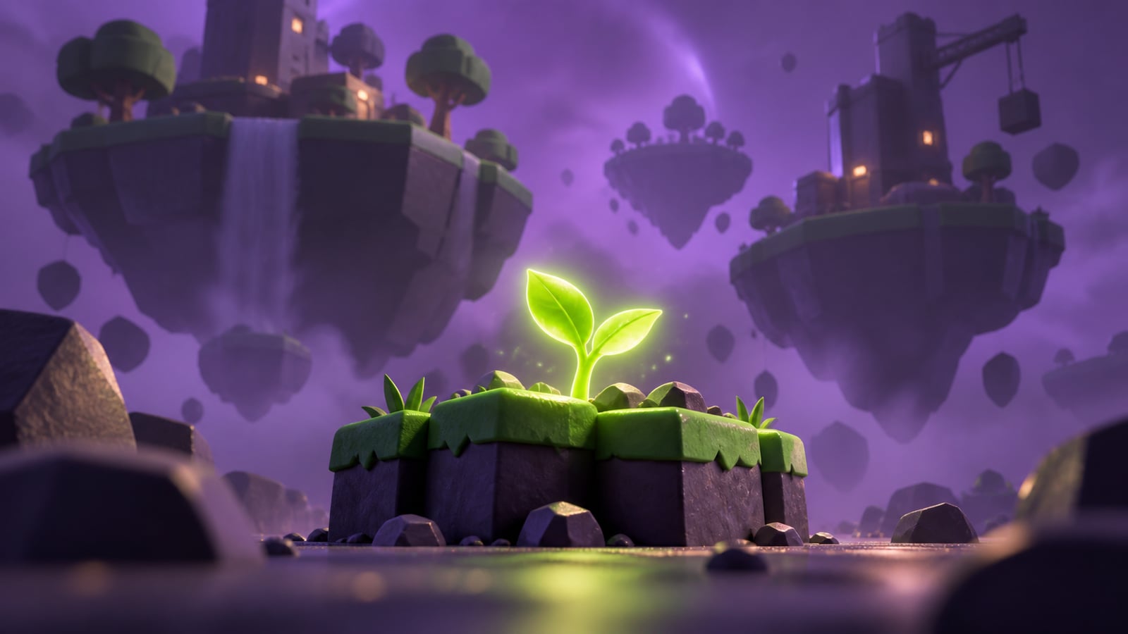 A seedling on a game platform illustrating early signs of game growth